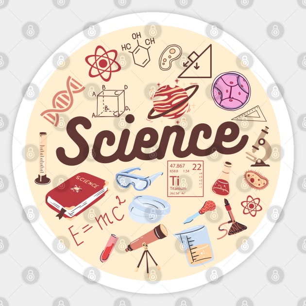 Science Physics Maths Biology Chemistry Illustration, Shapes & Formula Sticker by labstud